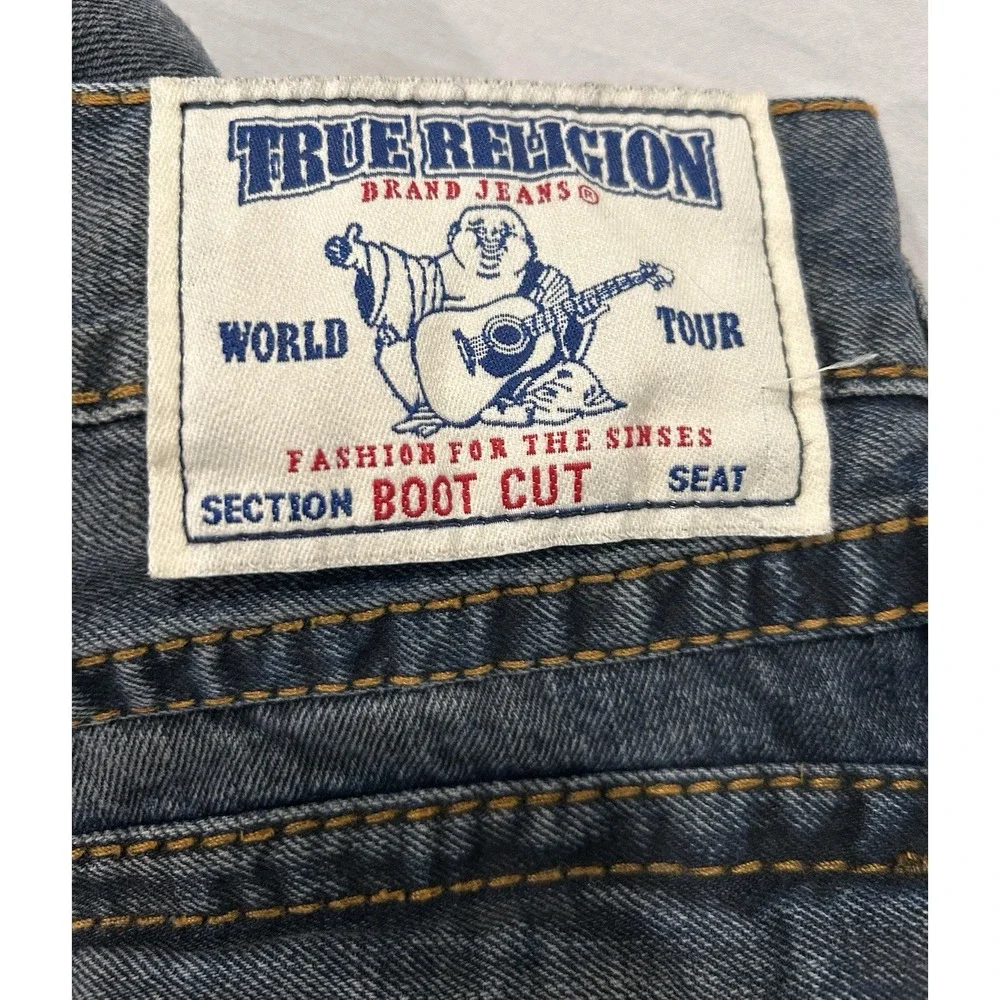 True Religion Big T Red Bootcut Distressed Gray/Blue Battleground 30 X 31 Jeans